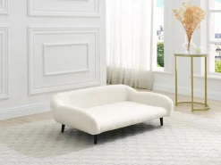 Sofá, sillón, cama para mascotas de tela y madera - L.99 x Alt. .32 cm, blanco ZOLIA^Vente-unique Online