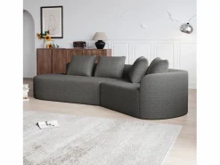 Sofá sin montaje diseño envolvente cojines decorativos incluidos chenilla Gris Discount