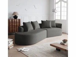 Sofá sin montaje diseño envolvente cojines decorativos incluidos chenilla Gris Discount