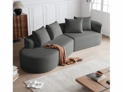 Sofá sin montaje diseño envolvente cojines decorativos incluidos chenilla Gris Discount