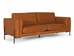 Sofá tapizado en piel estilo vintage y patas de metal 5 plazas^Giner y colomer New