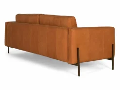 Sofá tapizado en piel estilo vintage y patas de metal 5 plazas^Giner y colomer New