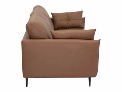 Miliboo Sofá vintage de 3 plazas de cuero marrón y madera oscura DAVEN Marru00f3n Online