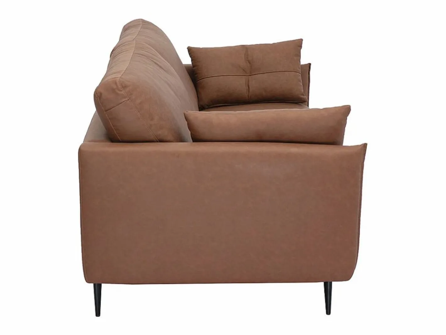 Miliboo Sofá vintage de 3 plazas de cuero marrón y madera oscura DAVEN Marru00f3n Online