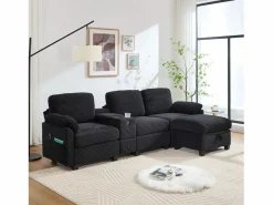 Sofá Modular|Sofá 266x136x82cm moderno multifunción con puf de almacenaje, ideal para salón pana