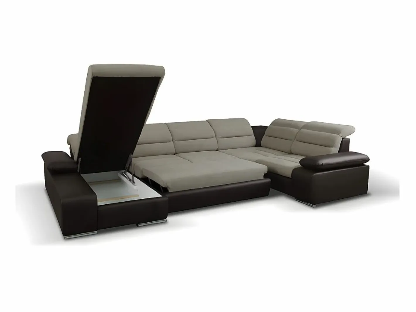 Vente-unique Sofá Xxl|Sofá XXL beige/marrón ángulo izquierdo BOILEAU - Barato