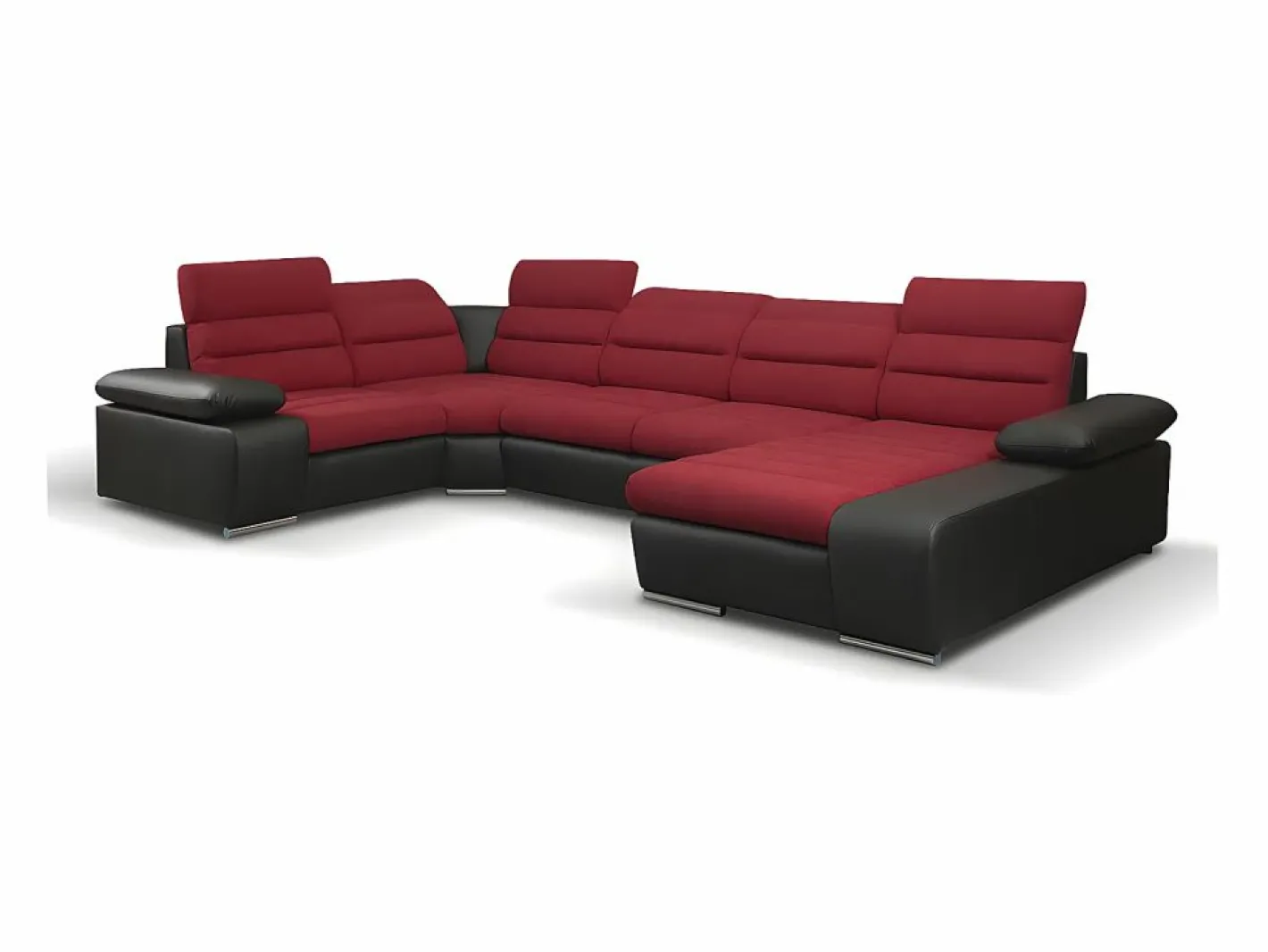 Vente-unique Sofá Xxl|Sofá XXL Rojo/Negro ángulo derecho BOILEAU - Barato