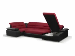 Vente-unique Sofá Xxl|Sofá XXL Rojo/Negro ángulo derecho BOILEAU - Barato