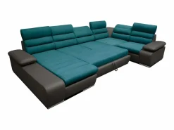 Vente-unique Sofá XXL turquesa y antracita ángulo izquierdo BOILEAU Gris antracita / Azul turquesa Hot