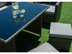 Sofa + Mesa + 2 Sillones+ 2 pufs de Ratan PE. Muebles de Jardin y Terraza,^Saldosystocks Clearance