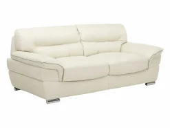 Vente-unique Sofa 3+2+1 plazas de piel color blanco THIBAULT Marfil Best