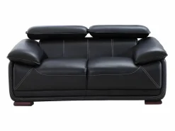 Vente-unique Sofa 2 plazas de piel color MACELO Negro New