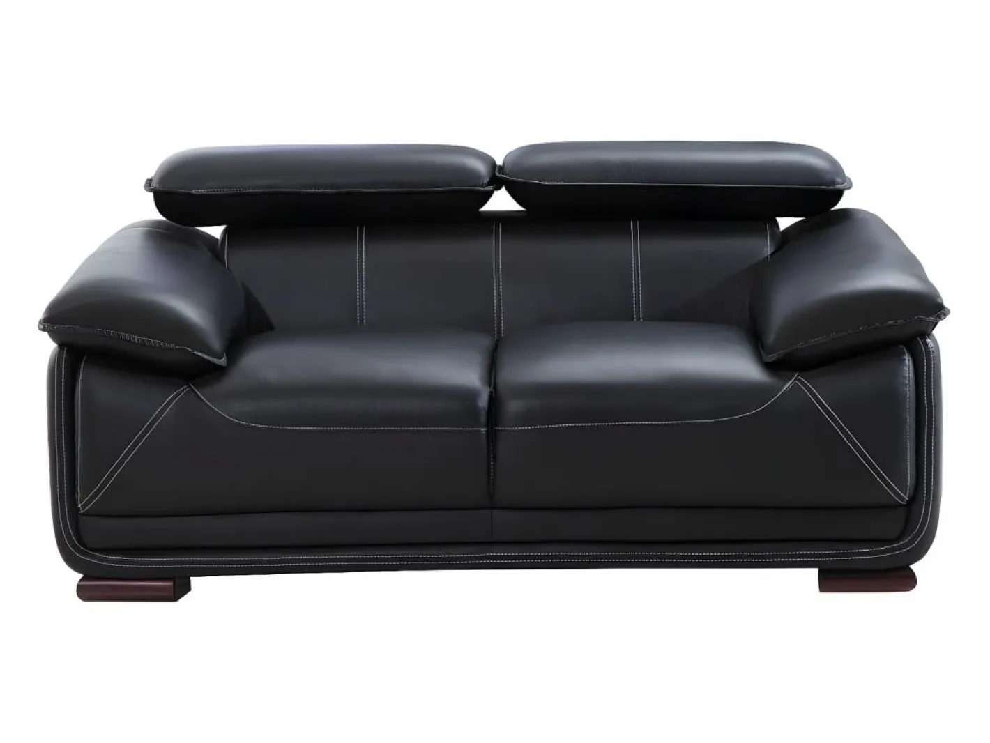 Vente-unique Sofa 2 plazas de piel color MACELO Negro New