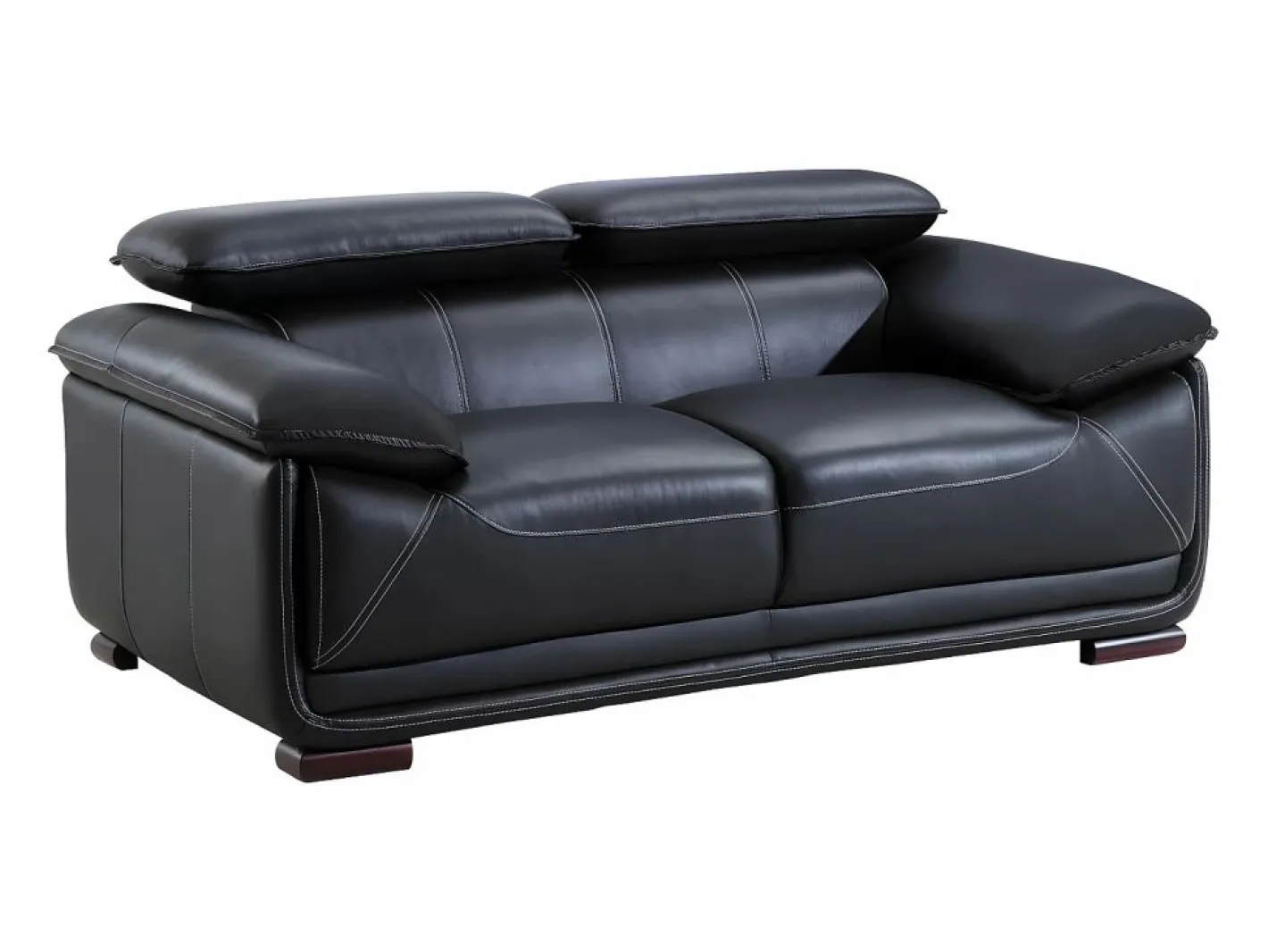Vente-unique Sofa 2 plazas de piel color MACELO Negro New