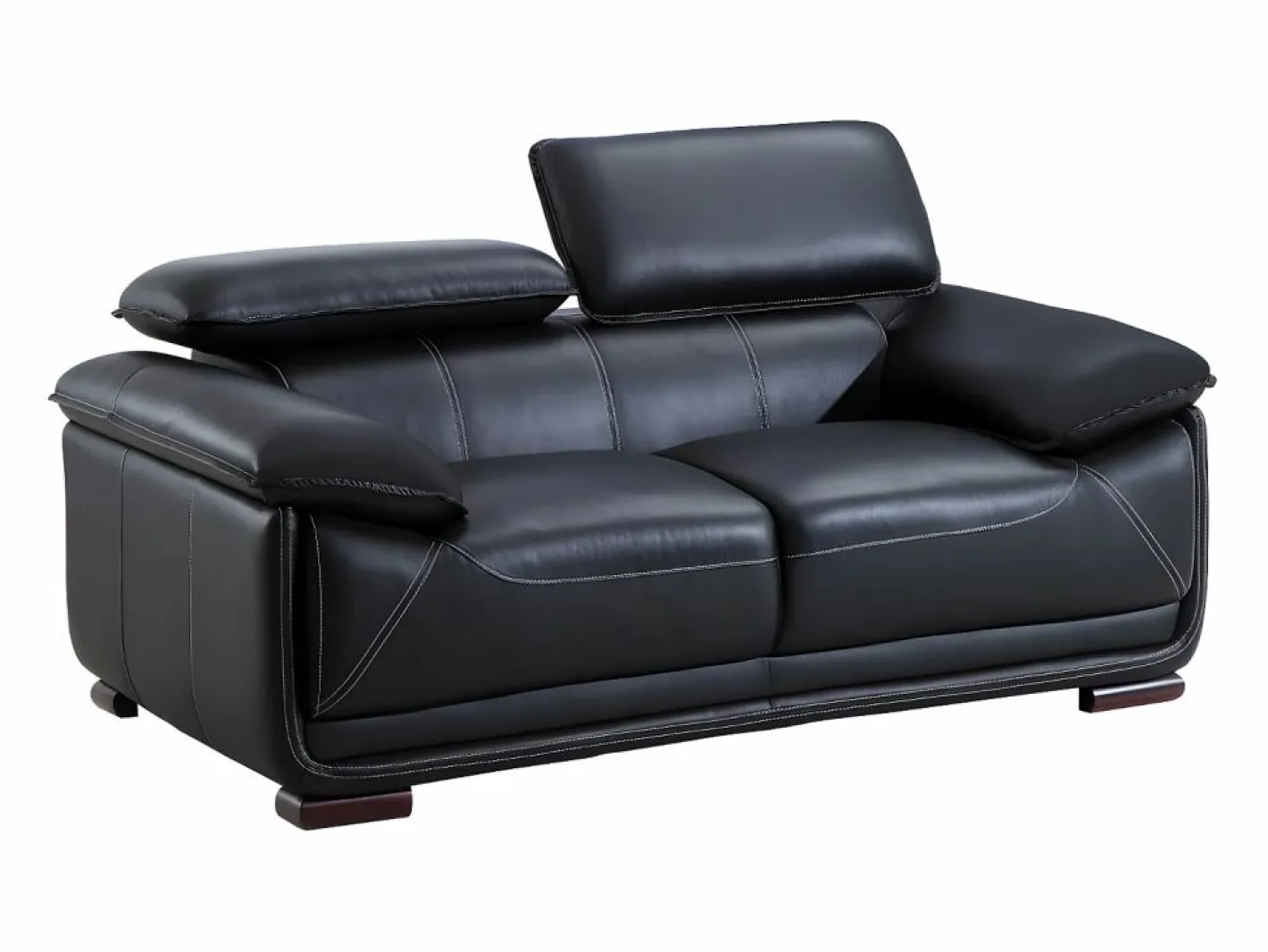 Vente-unique Sofa 2 plazas de piel color MACELO Negro New