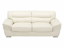 Vente-unique Sofa 3+1 plazas de piel de becerro blanco THIBAULT Marfil Sale