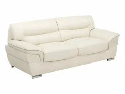 Vente-unique Sofa 3+2 plazas de piel de becerro blanco THIBAULT Marfil