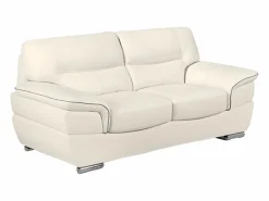 Vente-unique Sofa 3+2 plazas de piel de becerro blanco THIBAULT Marfil