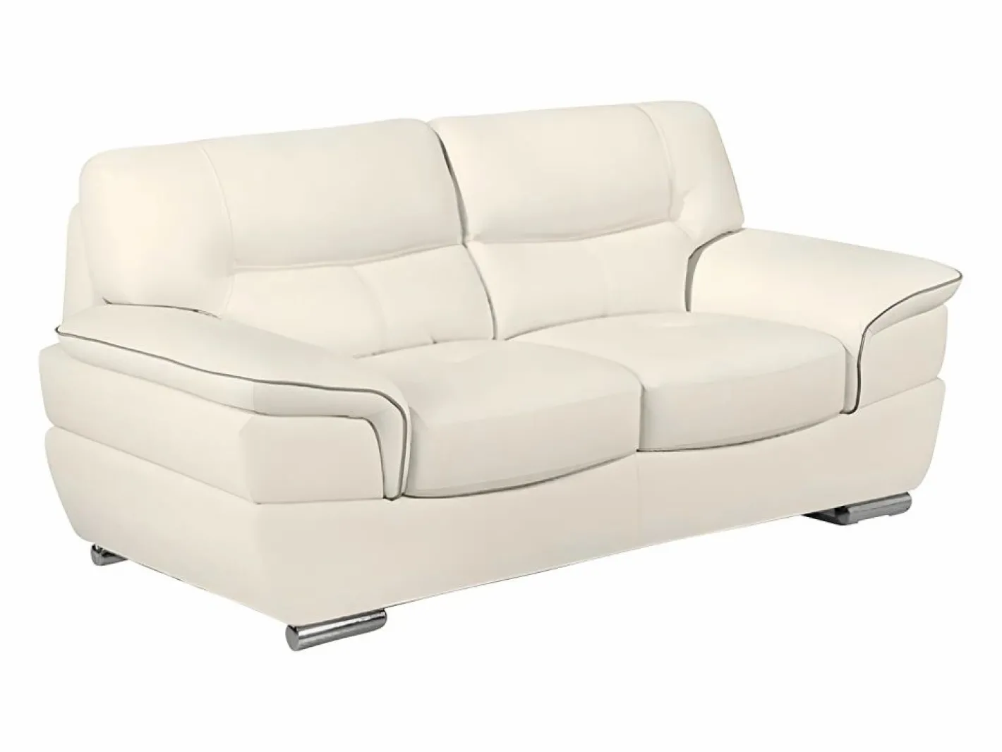 Vente-unique Sofa 3+2 plazas de piel de becerro blanco THIBAULT Marfil