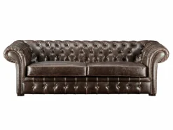 Sofa 3+1 plazas de piel envejecida chesterfield CLOTAIRE^Vente-unique Hot