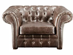 Sofa 3+1 plazas de piel envejecida chesterfield CLOTAIRE^Vente-unique Hot