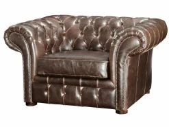 Sofa 3+1 plazas de piel envejecida chesterfield CLOTAIRE^Vente-unique Hot