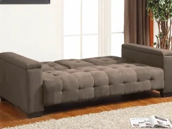 Sofa cama 3 plazas clic-clac de microfibra, marrón DEVONSHIRE^Vente-unique Hot