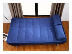 Vente-unique Sofá - 3 Plazas|Sofá Cama|Sofa cama clic-clac microfibra en color azul MISHAN