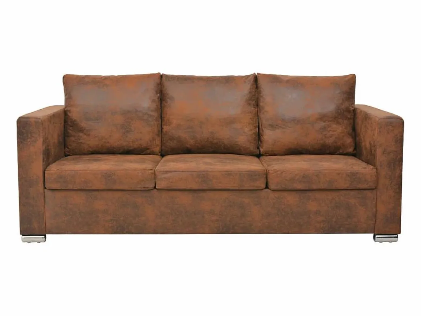 Sofa de 3 plazas 191x73x82 cm piel de ante artificial^Clicnbuy Sale