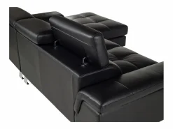 Vente-unique Sofa rinconera de piel negra y angulo derecho MISHIMA Negro New