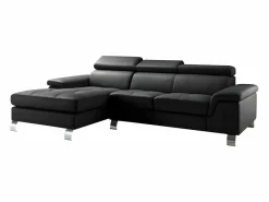 Sofa rinconera de piel negra y angulo izquierdo MISHIMA^Vente-unique Best