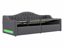 Sofá-cama acolchado 90×200 cm - con tira LED luminosa - compartimento de almacenamiento - con somier de láminas -^ModernLuxe Sale
