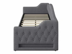 Sofá-cama acolchado 90×200 cm - con tira LED luminosa - compartimento de almacenamiento - con somier de láminas -^ModernLuxe Sale