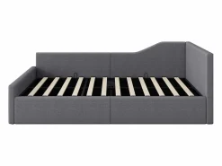 ModernLuxe Sofá-cama acolchado 140×200 cm - con espacio de almacenamiento - con somier de láminas - MDF+lino - Gris Discount
