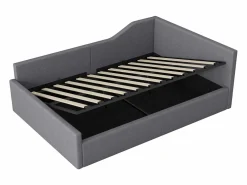 ModernLuxe Sofá-cama acolchado 140×200 cm - con espacio de almacenamiento - con somier de láminas - MDF+lino - Gris Discount