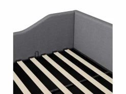 ModernLuxe Sofá-cama acolchado 140×200 cm - con espacio de almacenamiento - con somier de láminas - MDF+lino - Gris Discount