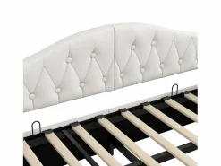 Sofá-cama acolchado 90×200 cm - con tira luminosa LED - almacenamiento - con somier de láminas -^ModernLuxe Best