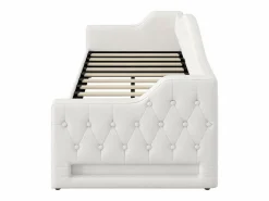 Sofá-cama acolchado 90×200 cm - con tira luminosa LED - almacenamiento - con somier de láminas -^ModernLuxe Best