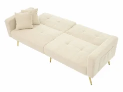 Sofá-cama con función de cama, ángulo ajustable, patas doradas, con cojines y bolsillos de almacenamiento laterales,^KOMHTOM Sale