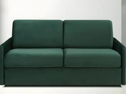 Vente-unique Sofá-cama de 3 plazas de terciopelo CALIFE Verde pino