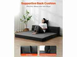 Sofá Vintage|Sofá-Cama Plegable SucceBuy, 3 en 1 con 2 Almohadas, Gris Oscuro, Queen
