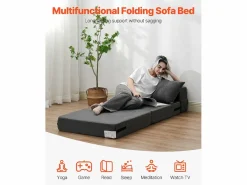 Sofá-Cama Plegable SucceBuy, 3 en 1 Plegable con 2 Almohadas, Gris Oscuro, Individual Gris antracita Sale