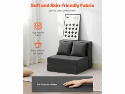 Sofá-Cama Plegable SucceBuy, 3 en 1 Plegable con 2 Almohadas, Gris Oscuro, Individual Gris antracita Sale