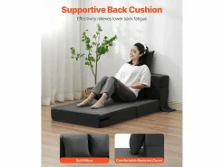 Sofá-Cama Plegable SucceBuy, 3 en 1 Plegable con 2 Almohadas, Gris Oscuro, Individual Gris antracita Sale