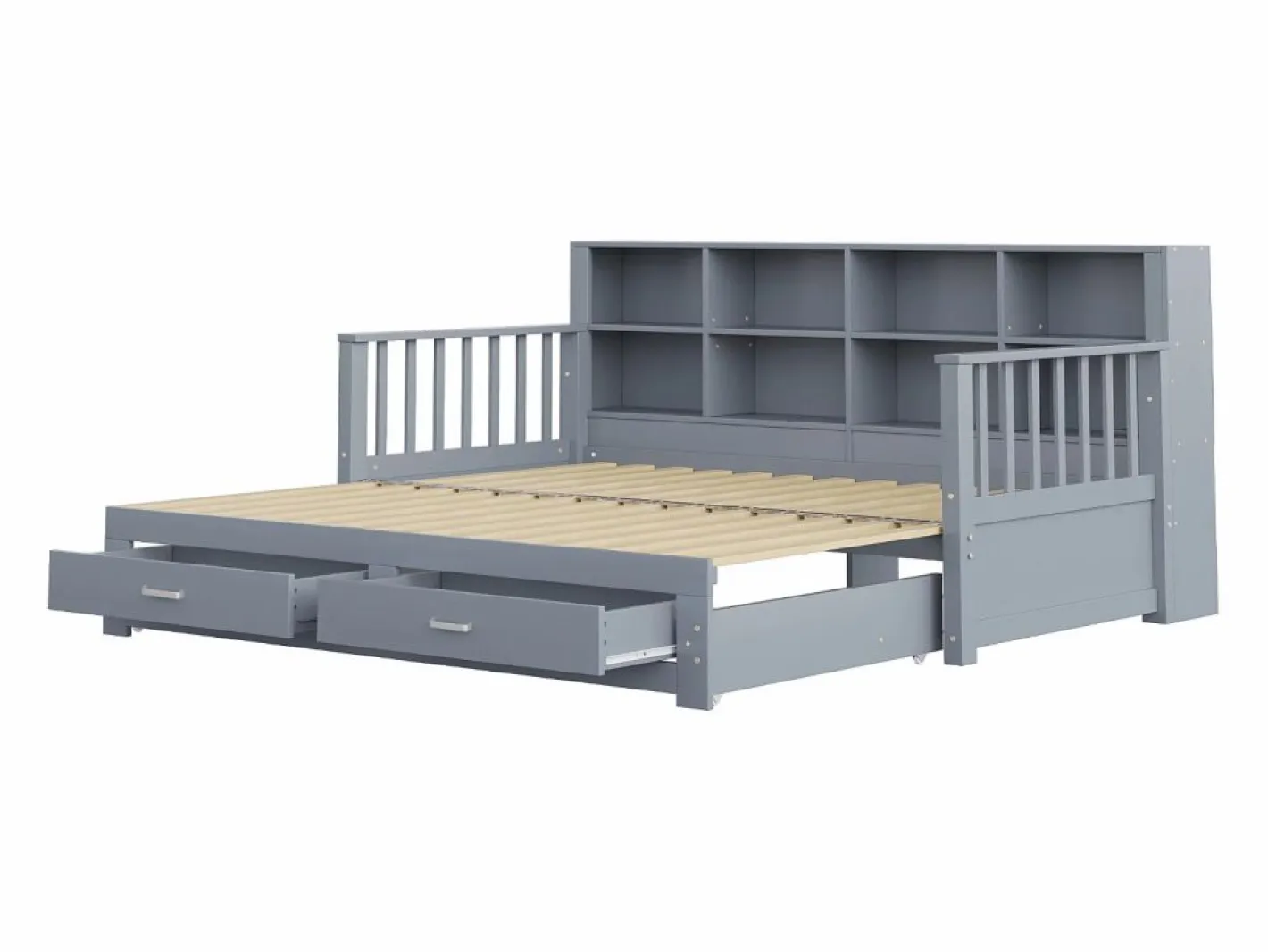 Sofá-cama tipo gigue en madera maciza 90/180x190 cm - con toma de carga - con almacenamiento - con 2 cajones - somier de listones - (colchón no incluido)^ModernLuxe Hot