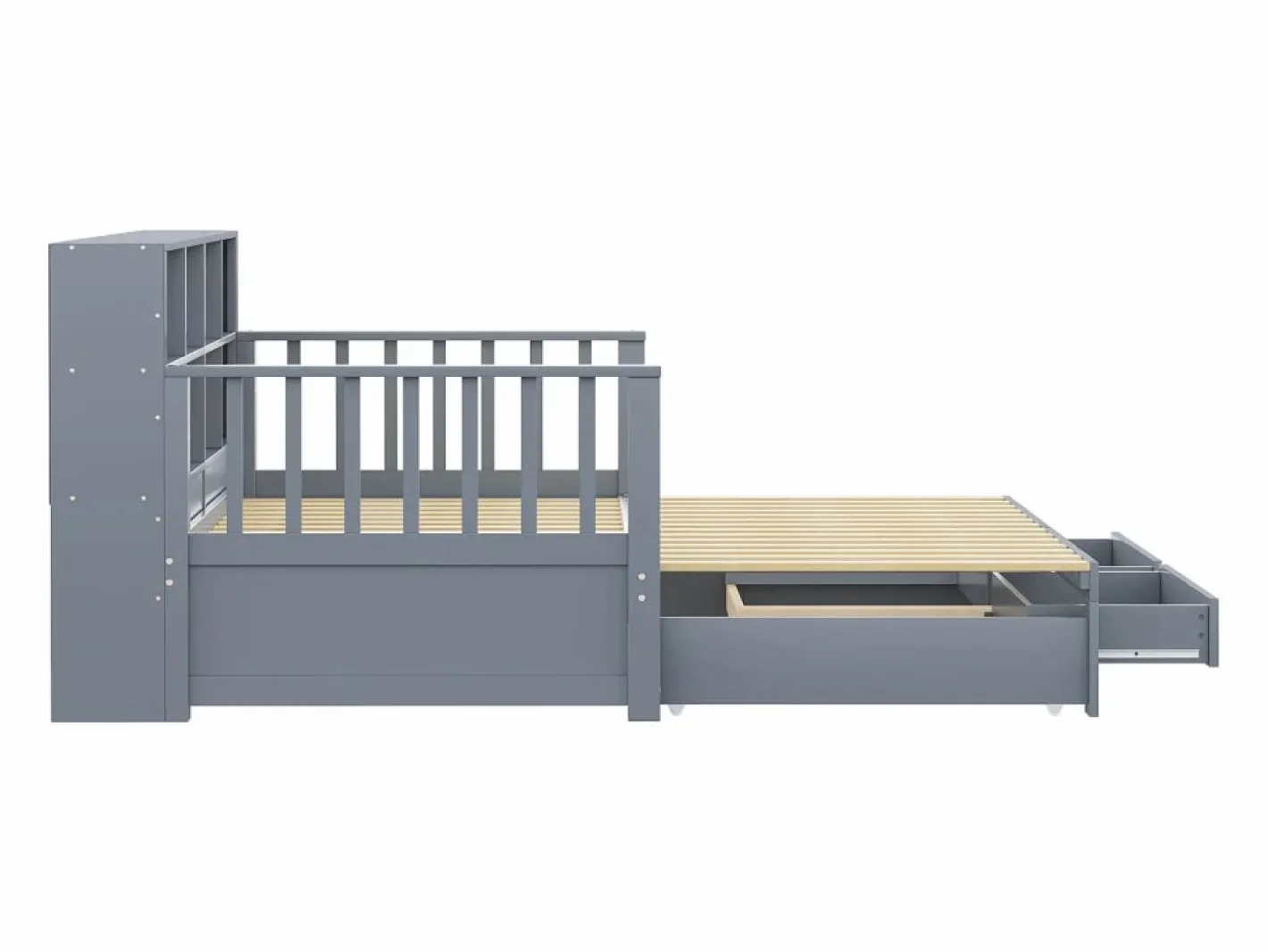 Sofá-cama tipo gigue en madera maciza 90/180x190 cm - con toma de carga - con almacenamiento - con 2 cajones - somier de listones - (colchón no incluido)^ModernLuxe Hot