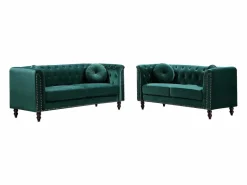 Vente-unique Sofás 3+2 plazas de terciopelo TURNER Verde esmeralda Hot