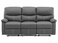 Vente-unique Conjunto Sofás|Sofás 3+2 relax: manual de piel sintética pespuntes blancos CANBY