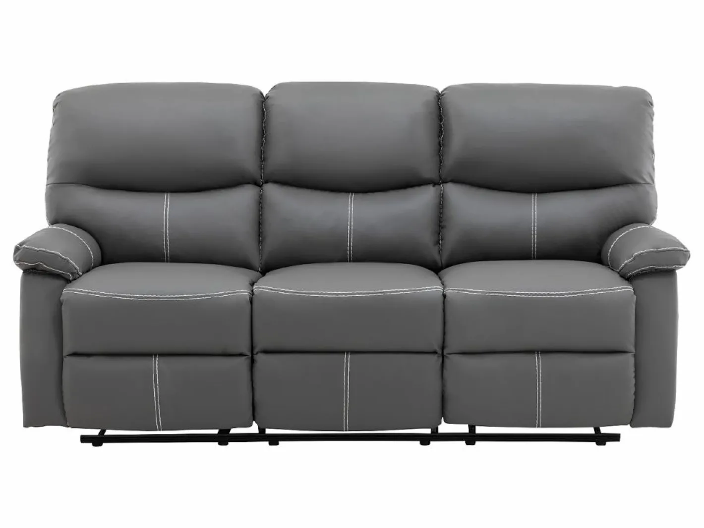 Vente-unique Conjunto Sofás|Sofás 3+2 relax: manual de piel sintética pespuntes blancos CANBY