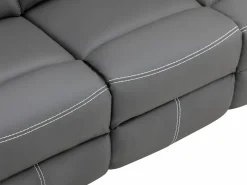 Vente-unique Conjunto Sofás|Sofás 3+2 relax: manual de piel sintética pespuntes blancos CANBY